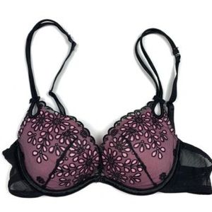 NWT Victoria's Secret Sexy Little Things Black & Pink Lace Push Up Bra